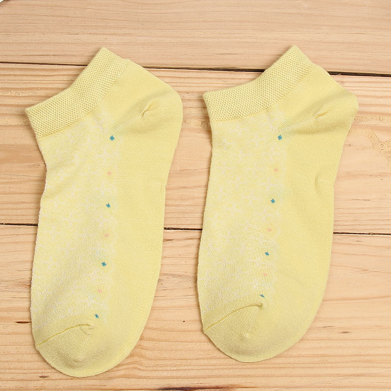 Bamboo Fiber Short Crew Socks Spring And Summer Solid Color Dots Female Socks Candy Color Socks Absorb Moisture Permeability